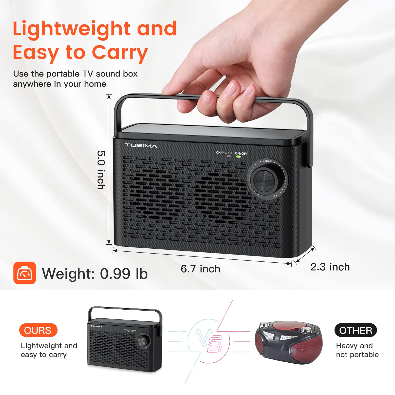 Tosima Tv 8000 Wireless Tv Speakers  Voice Highlighting Tv Speakers For Hard Of Hearing, Seniors And Elderly, 1000Mah Rechargabl